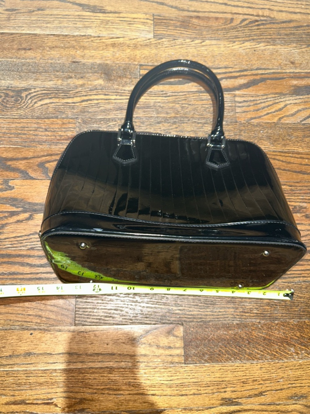 Black Patent Structured Women's Top-Handle Bag - Picture 2 of 13